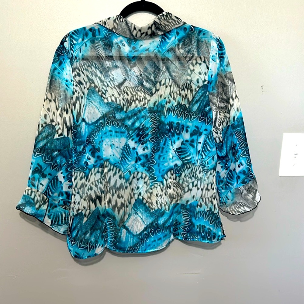 NICOLA Blouse, Sheer Blue/Black Animal Print - Picture 5 of 6
